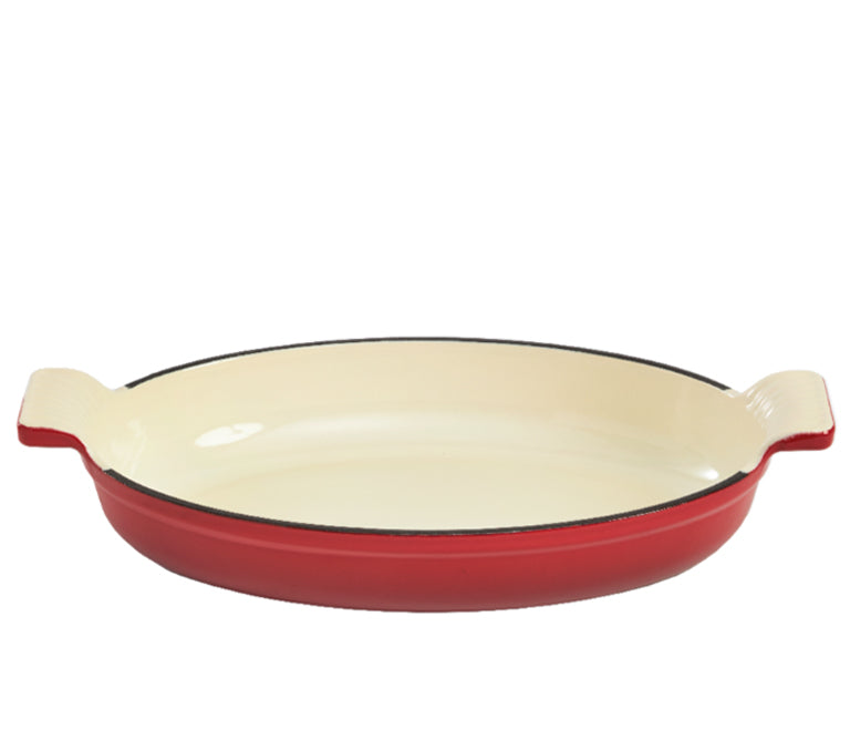 Enameled Cast Iron 13 1/4" x 8" Oval Baking Dish - Red