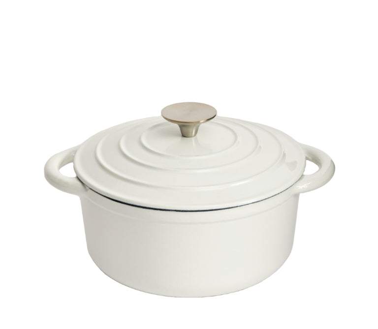 Enameled Cast Iron 9 1/2" Round Dutch Oven - White