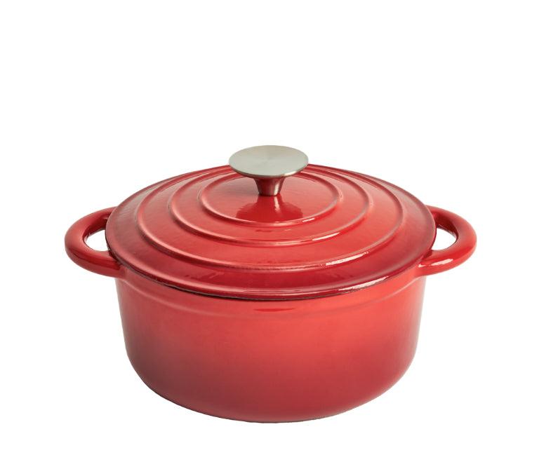 Enameled Cast Iron 9 1/2 Round Dutch Oven - Red
