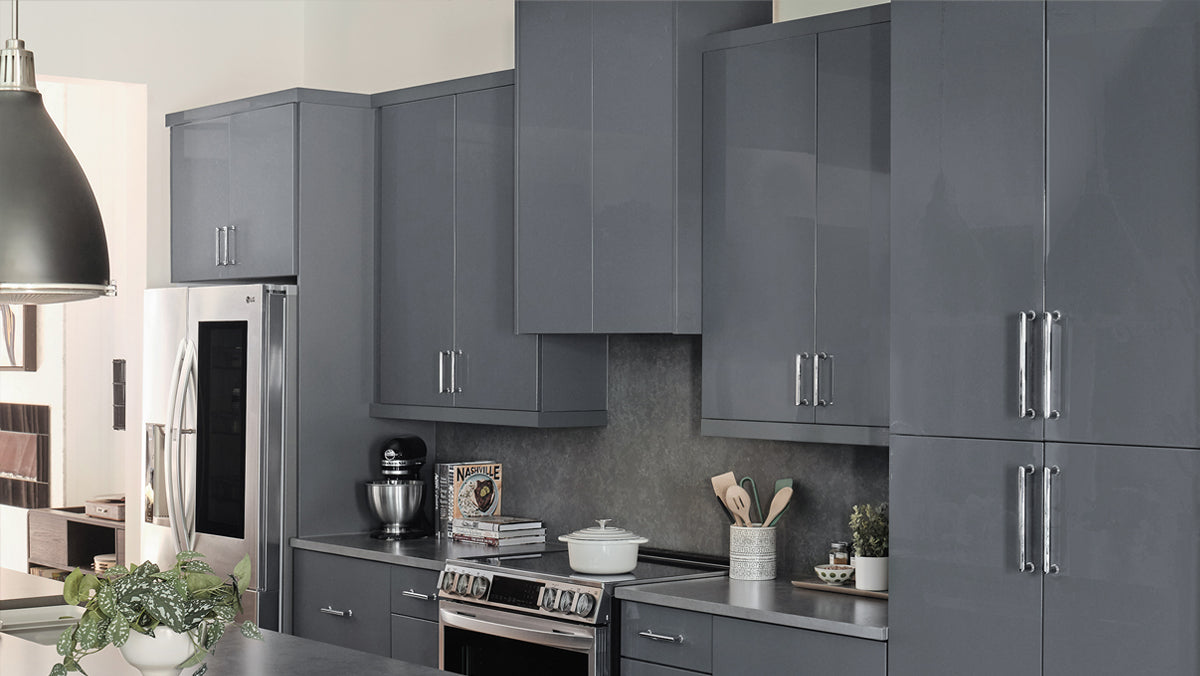 Metro Gloss Slate Collection Cabinets