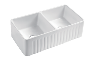 Double Bowl White Apron Porcelain Sink