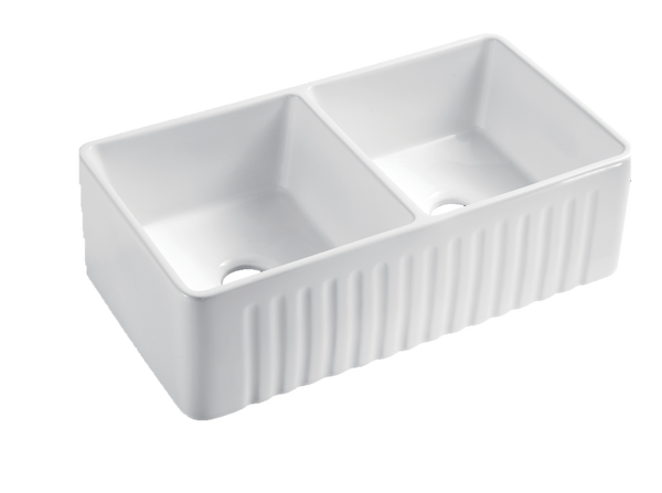 Double Bowl White Apron Porcelain Sink