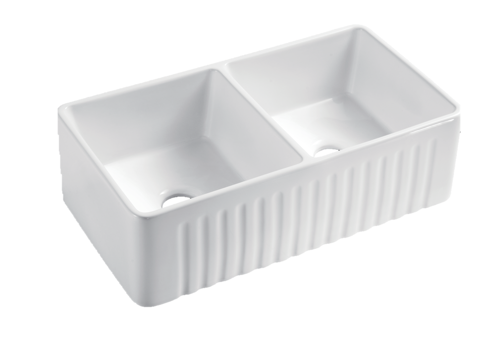 Double Bowl White Apron Porcelain Sink