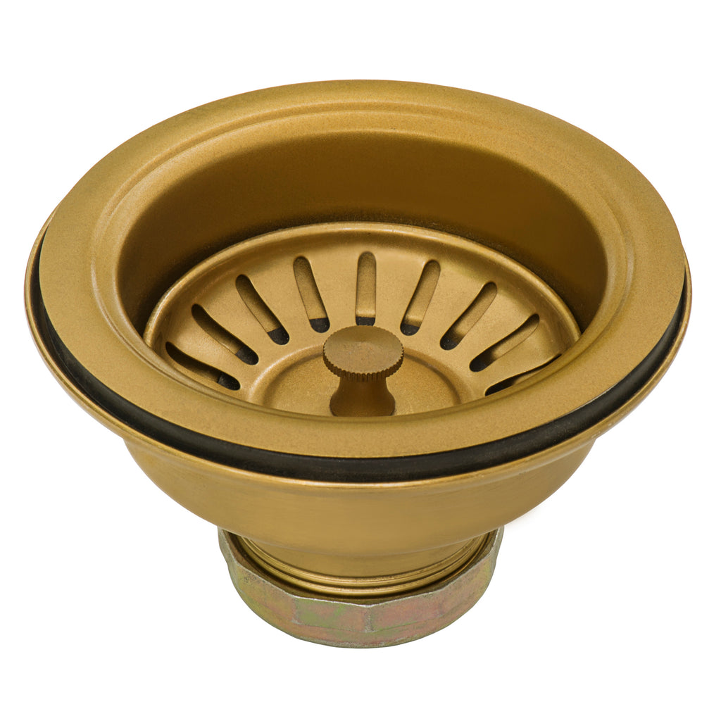 Kitchen Sink Strainer Drain Assembly Brass / Gold Tone Stainless Steel