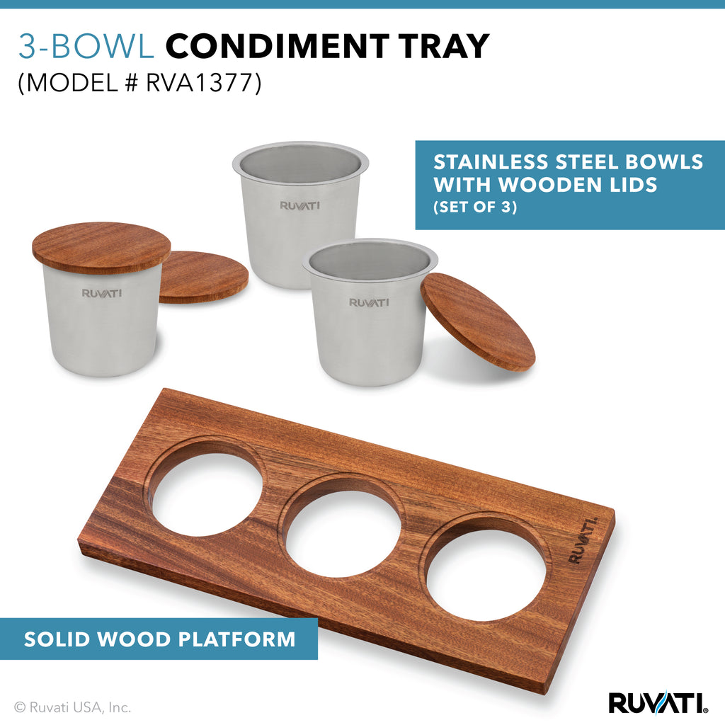Condiment Tray 3 Bowl Serving Board for Workstation Sinks (complete set)