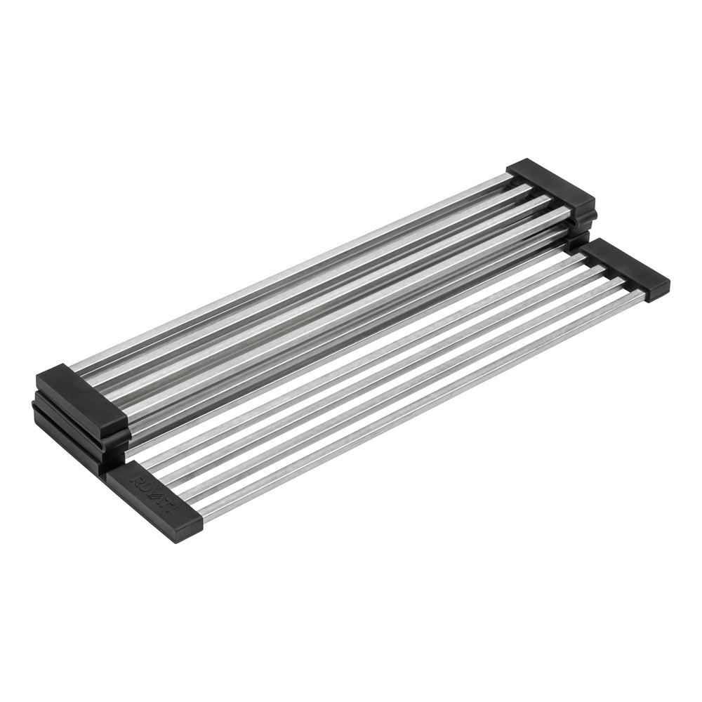 Stainless Steel and Silicone Foldable Drying Rack for Workstation Sinks Dish Mat Trivet