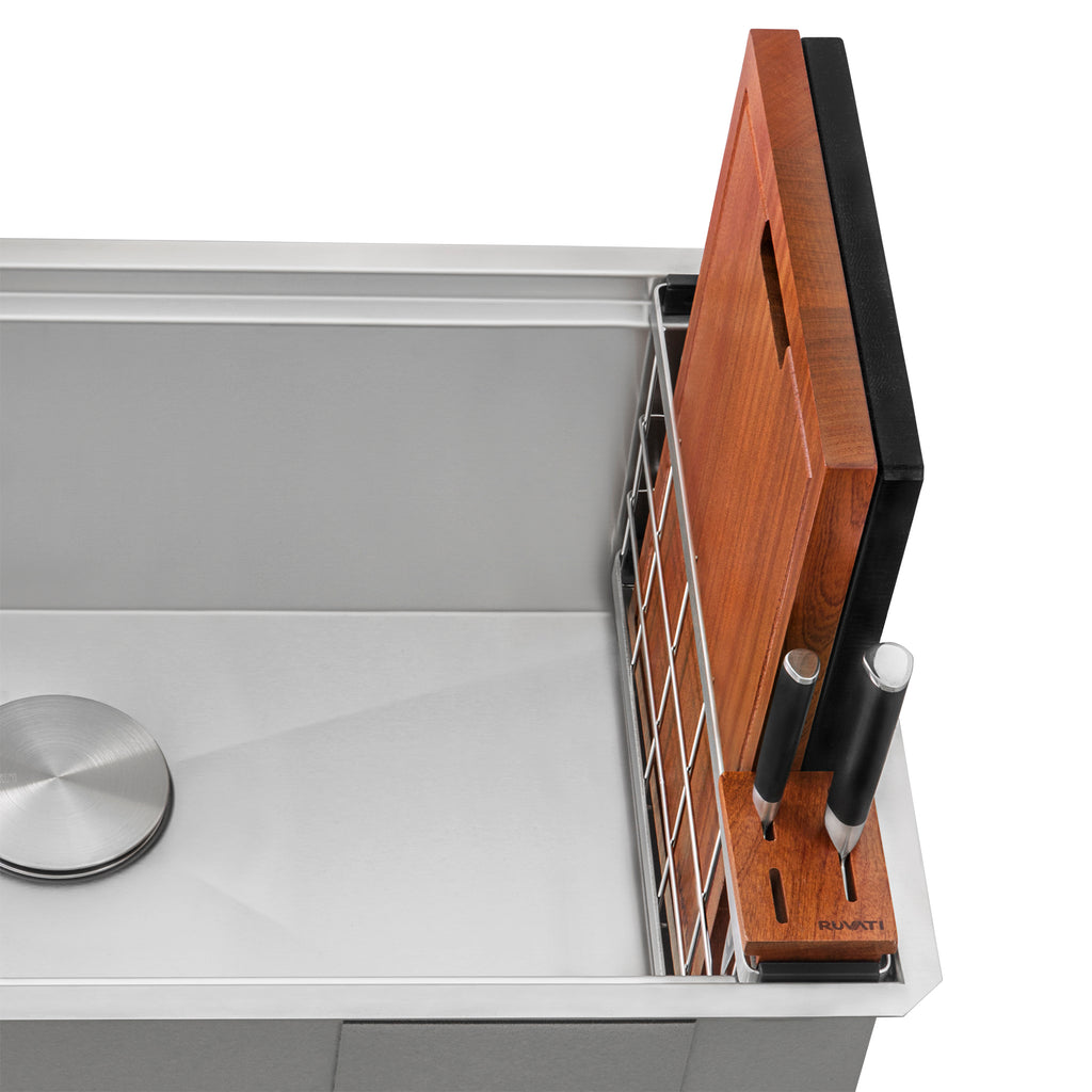 Multifunction Workstation Organizer and Caddy with Soap Dispenser and Knife Block