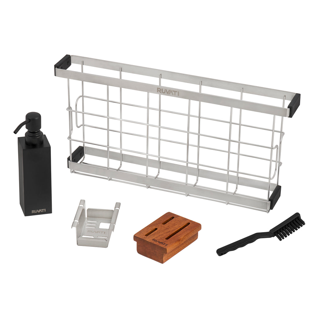 Multifunction Workstation Organizer and Caddy with Soap Dispenser and Knife Block