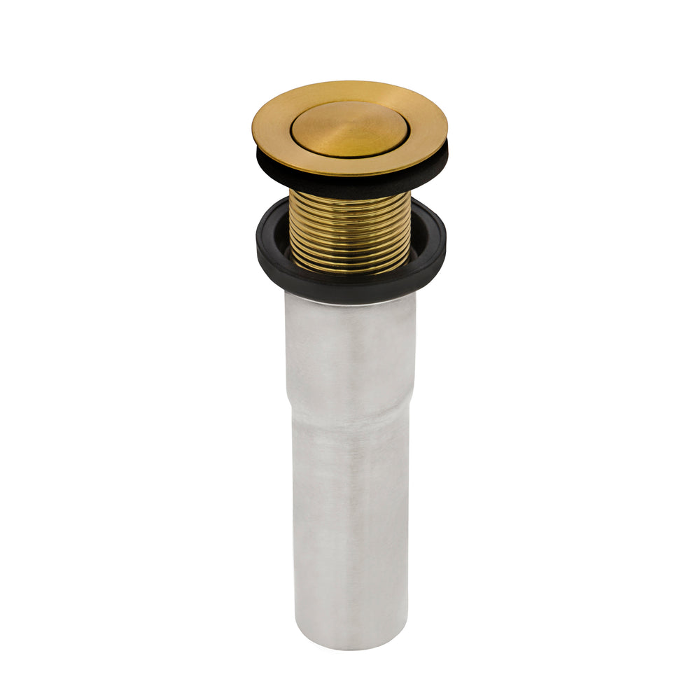 Push Popup Drain for Bathroom Sinks without Overflow Satin Brass Matte Gold