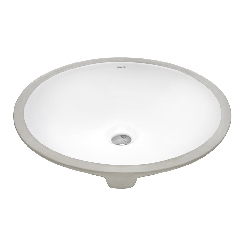 15 x 12" Undermount Bathroom Vanity Sink White Oval Porcelain Ceramic with Overflow