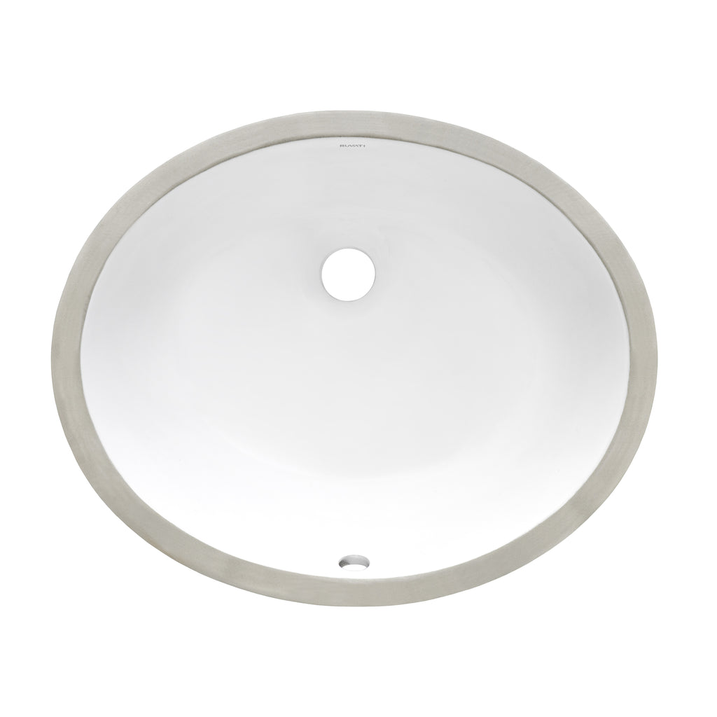16 x 13" Undermount Bathroom Sink White Oval Porcelain Ceramic with Overflow