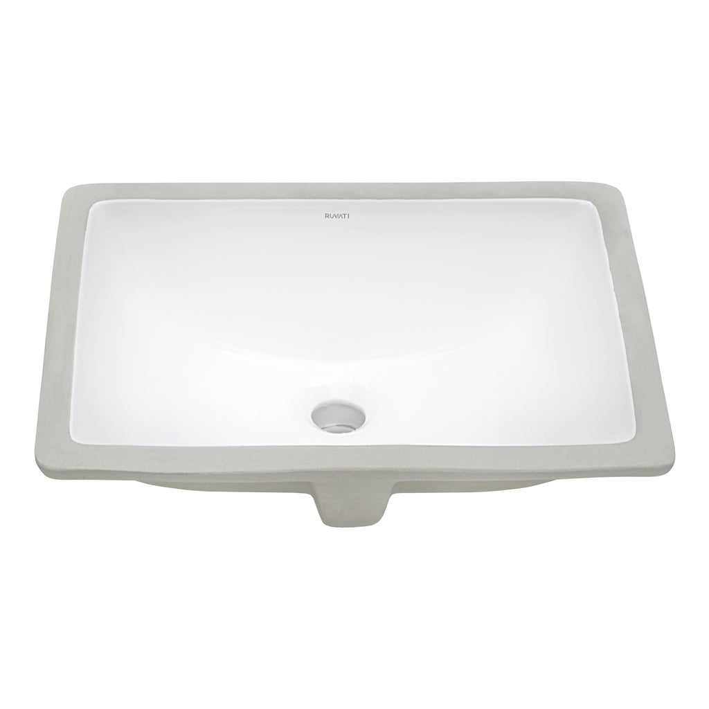 17 x 12" Undermount Bathroom Vanity Sink White Rectangular Porcelain Ceramic with Overflow