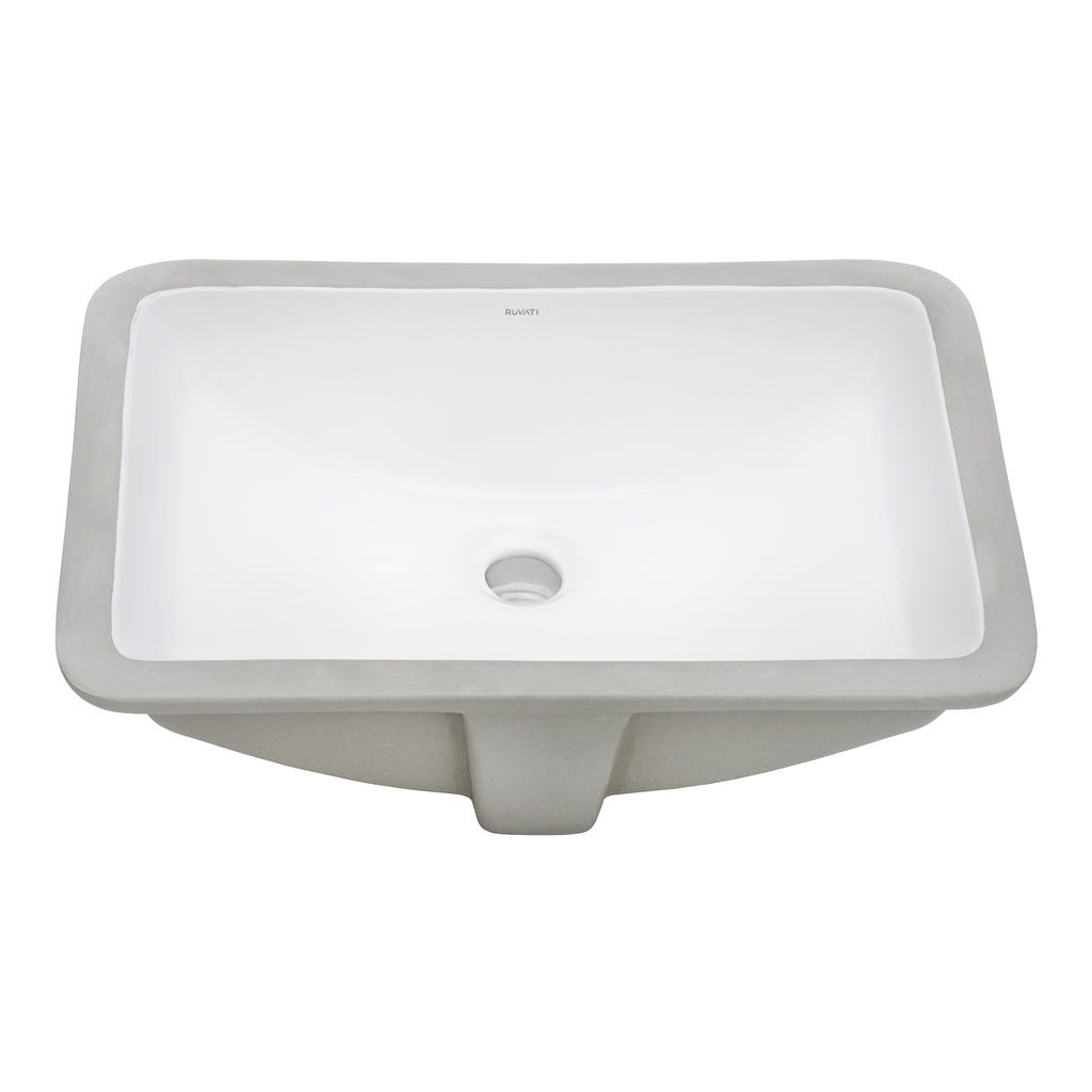 18 x 12" Undermount Bathroom Vanity Sink White Rectangular Porcelain Ceramic with Overflow