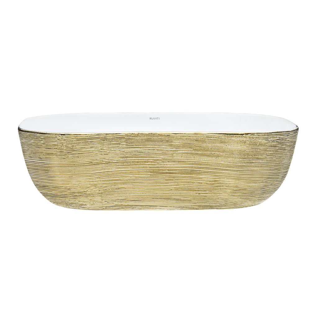 20 x 16" Bathroom Vessel Sink Gold Decorative Art Above Vanity Counter White Ceramic