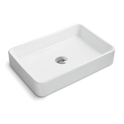24 x 16" Bathroom Vessel Sink White Rectangular Above Counter Porcelain Ceramic