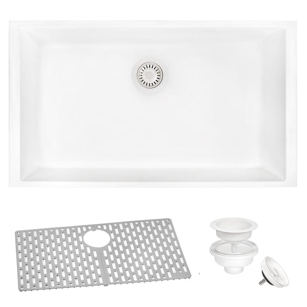 Granite 30x17 Single Basin Sink Artic White