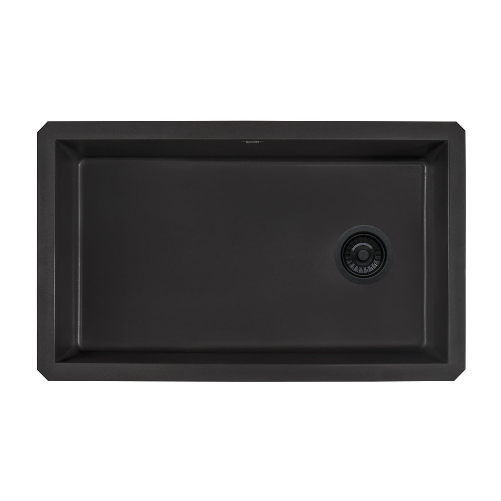 Granite 32x19 Offset Drain Single Basin Sink Midnight Black