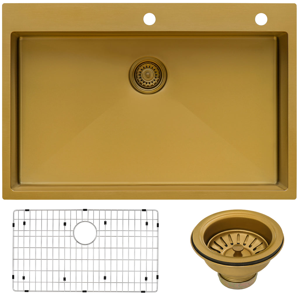 Topmount 30x22 Single Basin Sink Gold