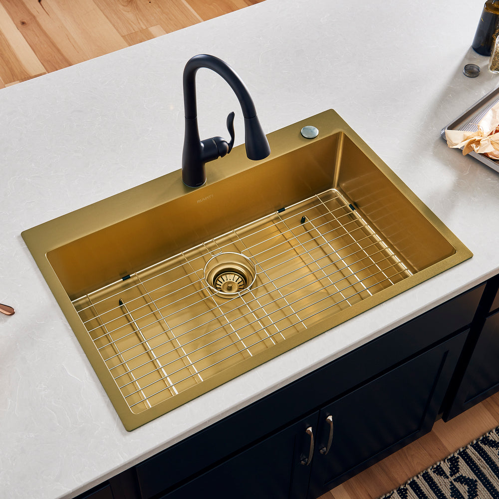 Topmount 30x22 Single Basin Sink Gold