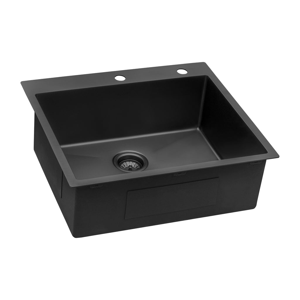 Topmount 25x22 Single Basin Sink Black