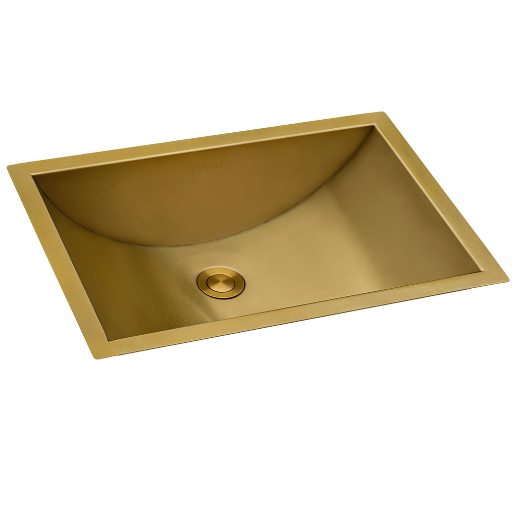 16 x 11" Brushed Gold Polished Brass Rectangular Bathroom Sink Undermount