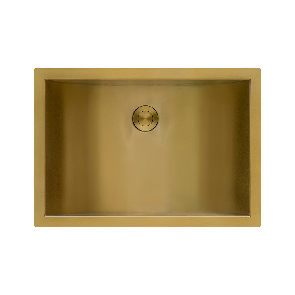 16 x 11" Brushed Gold Polished Brass Rectangular Bathroom Sink Undermount