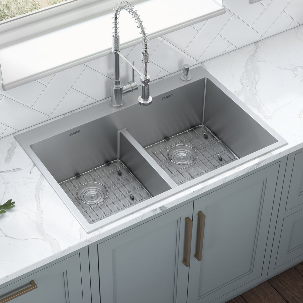 Topmount 33x22 Low Divide 50/50 Double Basin Sink Cabinets To Go Topmount 33x22 Low Divide 50/50 Double Basin Sink Cabinets To Go