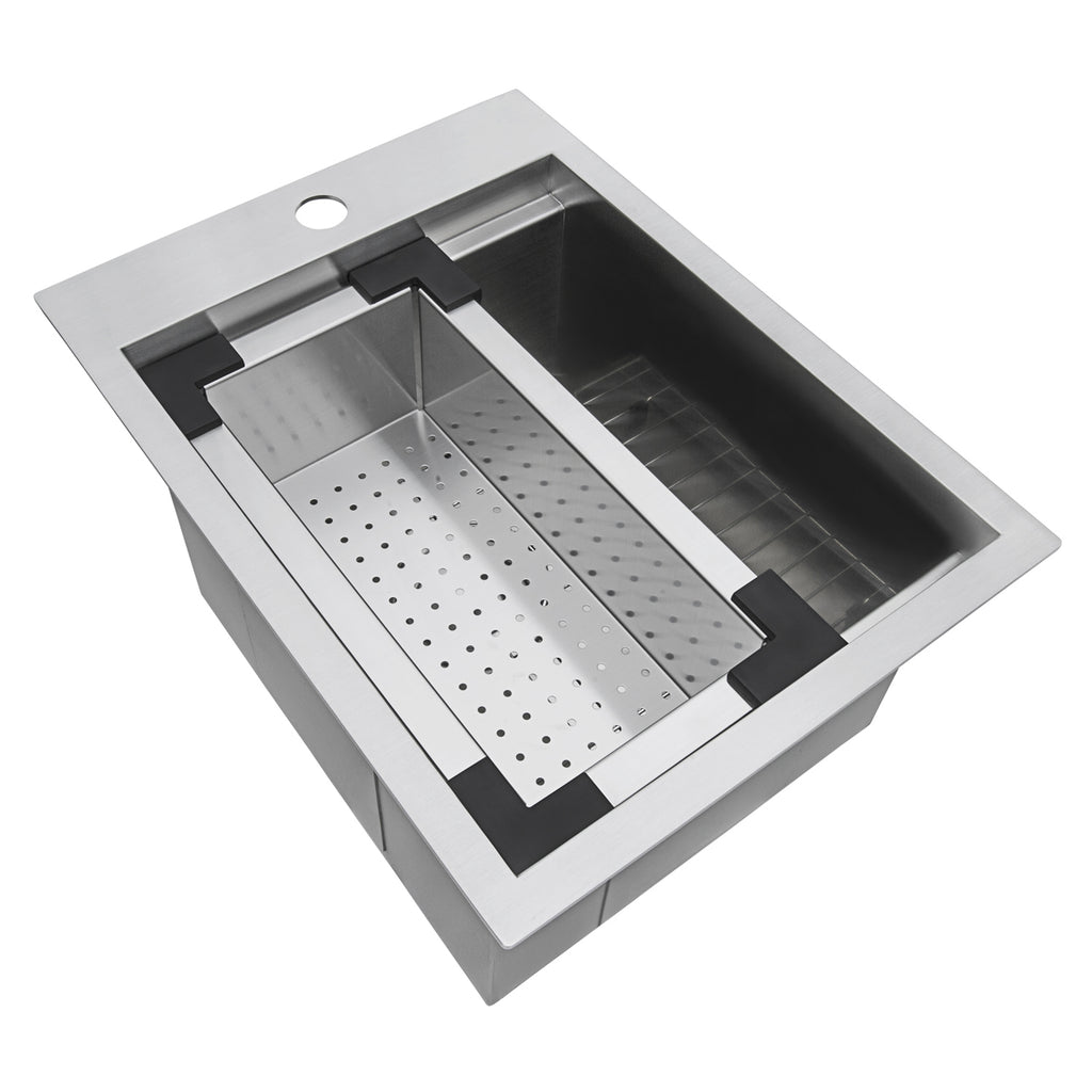 Topmount Workstation 15x20 Single Basin Sink