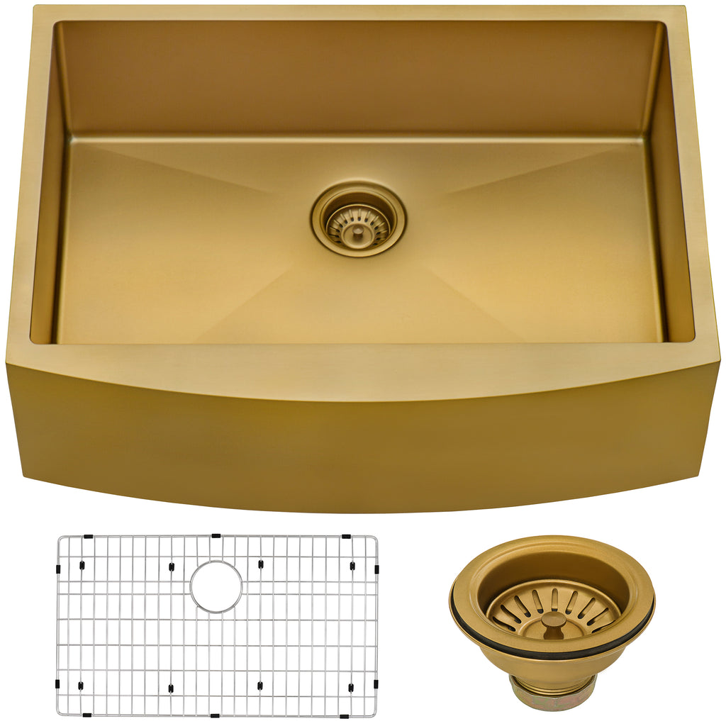 Apron Front 30x22 Single Basin Sink Gold