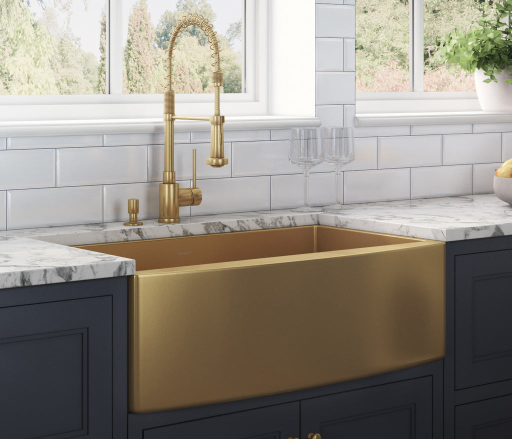 Apron Front 33x22 Single Basin Sink Gold