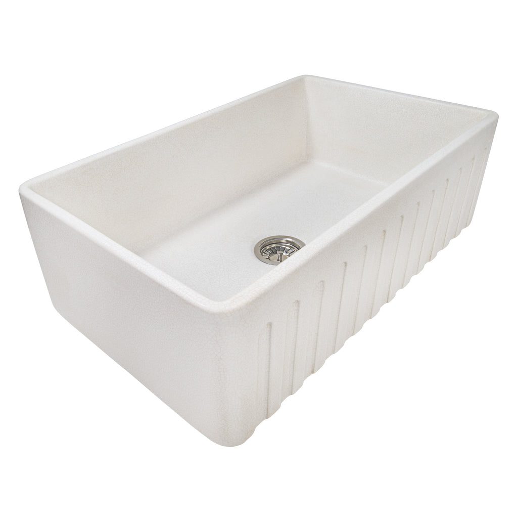 Fireclay Farmhouse 33x20 Reversible Single Basin Sink Cracked White