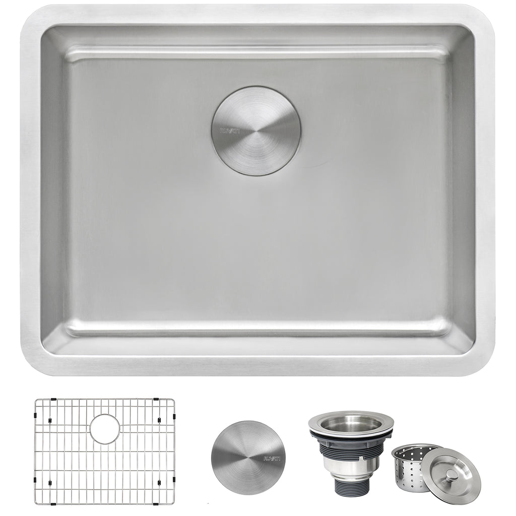 23" Undermount Kitchen Sink 16 Gauge Stainless Steel Single Bowl