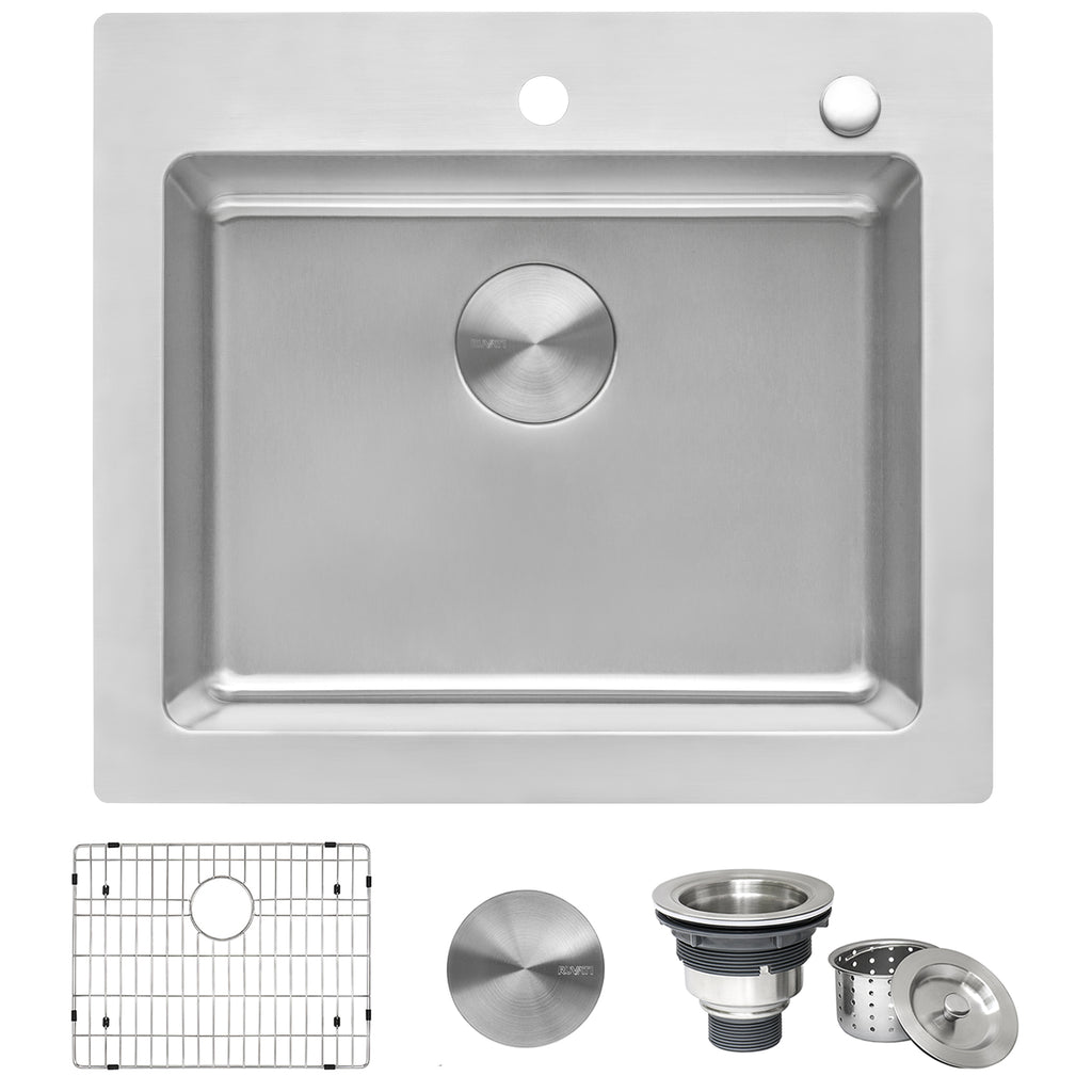 23 x 20" Drop-in Topmount Kitchen Sink 16 Gauge Stainless Steel Single Bowl