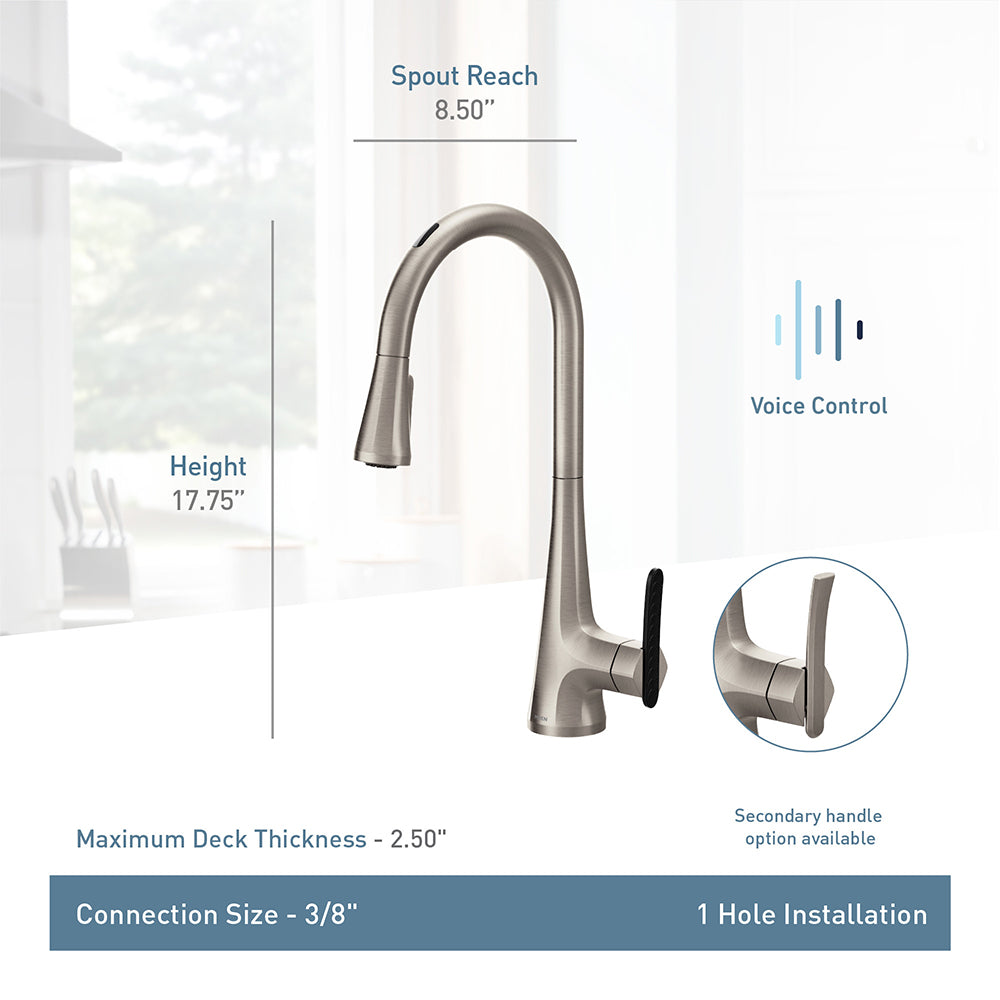 Moen® Stainless Smart One Handle High Arc Kitchen Faucet