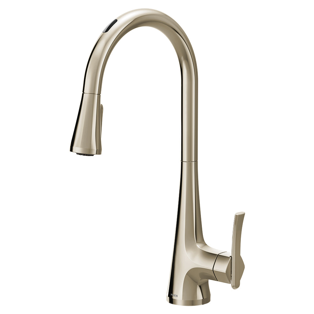 Moen® Polished Nickel Smart One Handle High Arc Kitchen Faucet