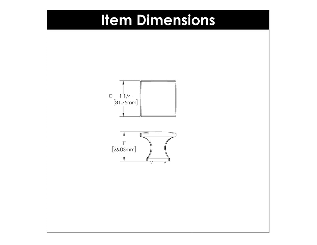 Studio Knob, 1-1/4" SQ. - CTG4180