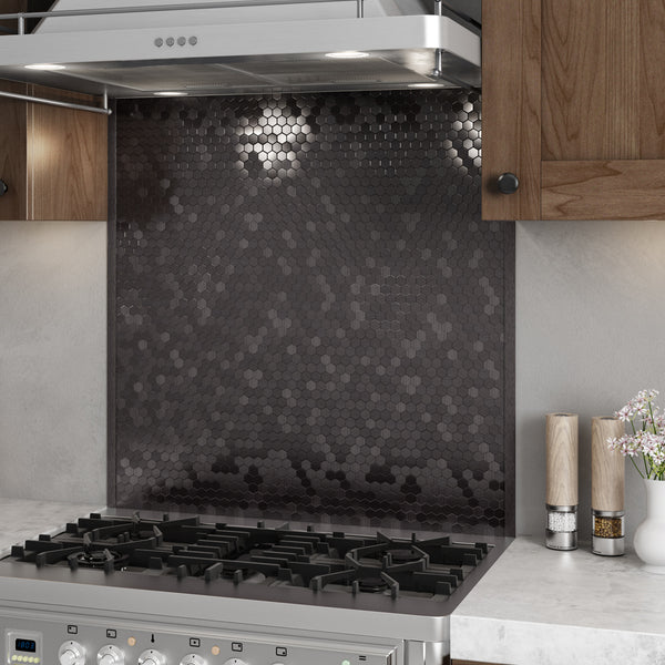 ProntoMosaics Stainless Black Hexagon Range Backsplash